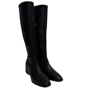 AEROSOLES SIZE 6 1/2 BLACK KNEE HIGH STRETCH FAUX LEATHER BOOTS NWT $149